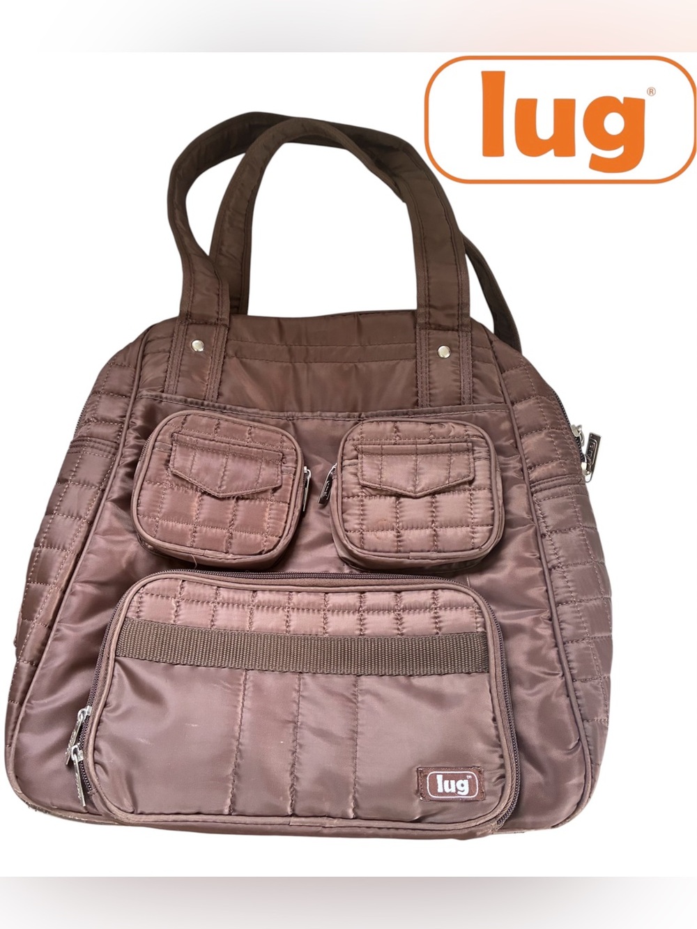 BROWN LUG PUDDLE JUMPER TOTE WEEKENDER TRAVEL BAG